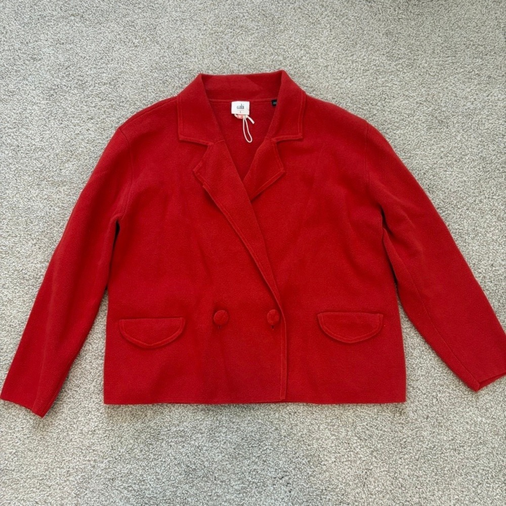 Cabi Coronation Cardigan Womens S Orange Knit Blazer Jacket Preppy Office Work